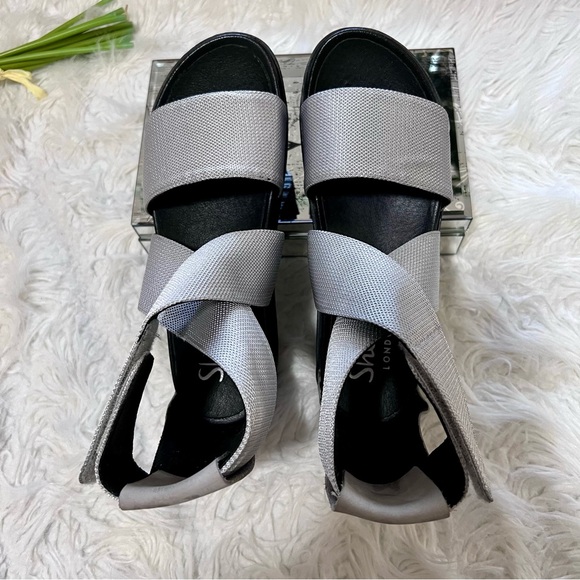 Shelly’s London- Kyler Platform Sandals with Straps Silver Black- 37/7 - Picture 5 of 11